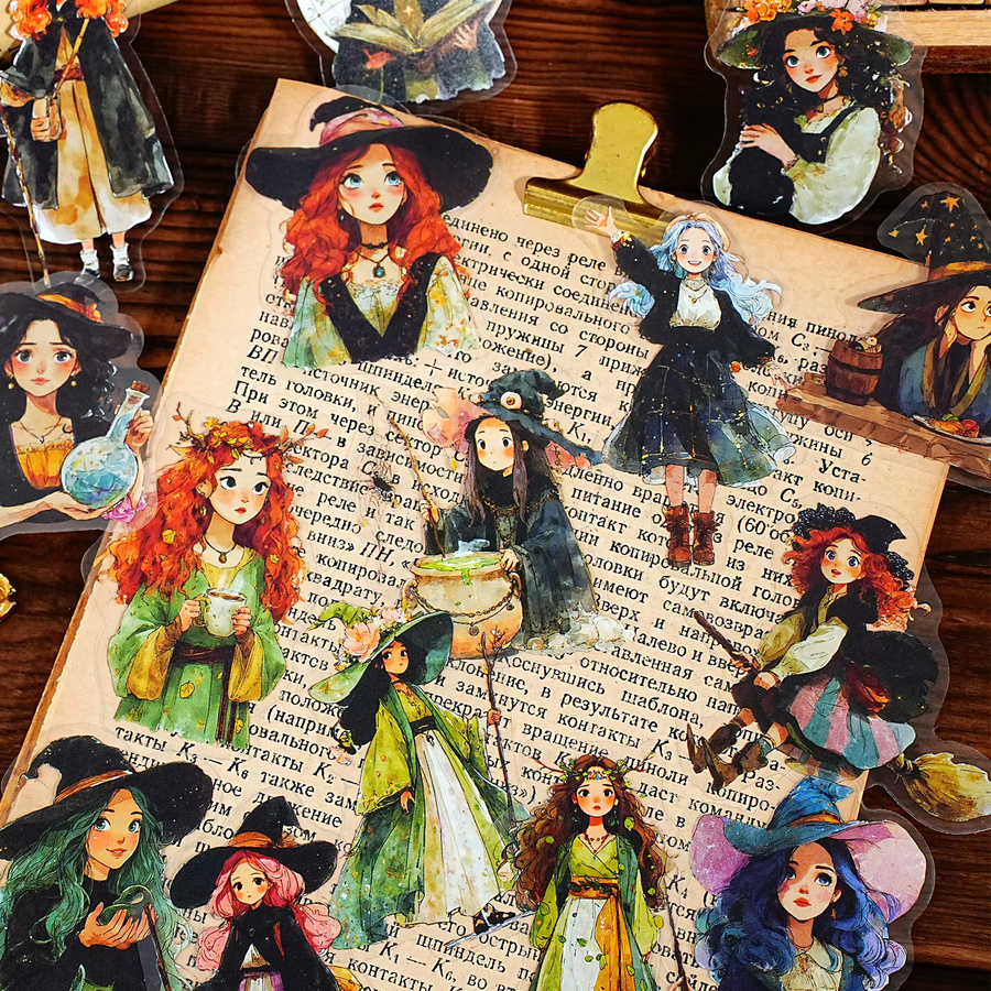 Etori Life Witch's Whispers Retro Magical Girl Haustieraufkleber, multicolor - Bild 3