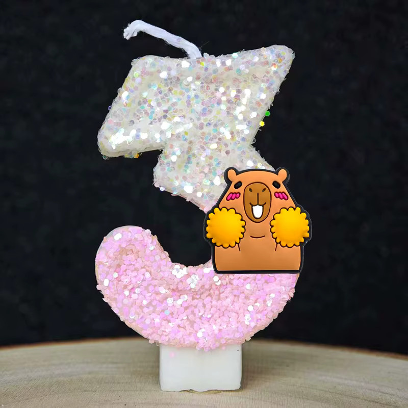 Potdemiel Geburtstagszahlenkerzen Capybara Tortendekoration in Multicolour - Bild 2