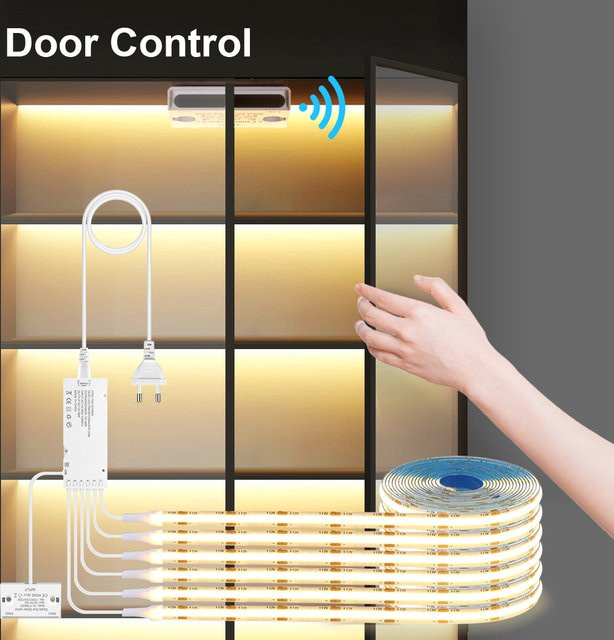 CHNAITEKE COB LED Strip mit Bewegungssensor für Unterschränke, Küche und Kleiderschrank, Warmweiß, Weiß - Bild 1