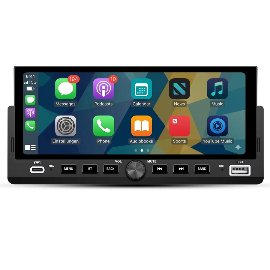 Junsun 1 DIN Autoradio mit 7 Zoll Carplay Display und GPS in Schwarz - Bild 2