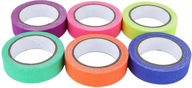 6er-Set Fluoreszierendes UV-Baumwolltuch-Klebeband in Blau und Multicolour für Bühnenauftritte und Requisiten von mfySpace - Bild 1