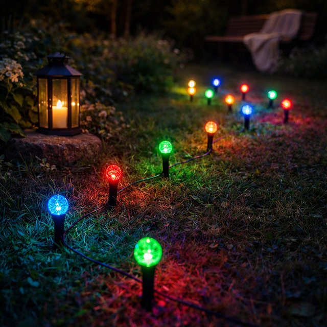 I-Glow LED-Solar-Lichterkette mit Crackle-Kugeln in RGB - Bild 1