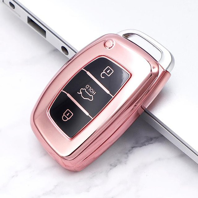 Autoschlüsselhülle Schale in Pink für Hyundai Accent Elantra Creta I25 I35 I45 I10 I20 I30 I40 Tucson Sonata Fe Solaris Mistra Verna - Bild 1