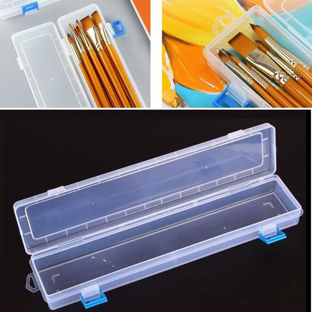 Aufbewahrungsbox für Pinsel und Malstifte in Weiß und Transparent, B/T/H: 33 x 7 x 3,5 cm - Bild 1