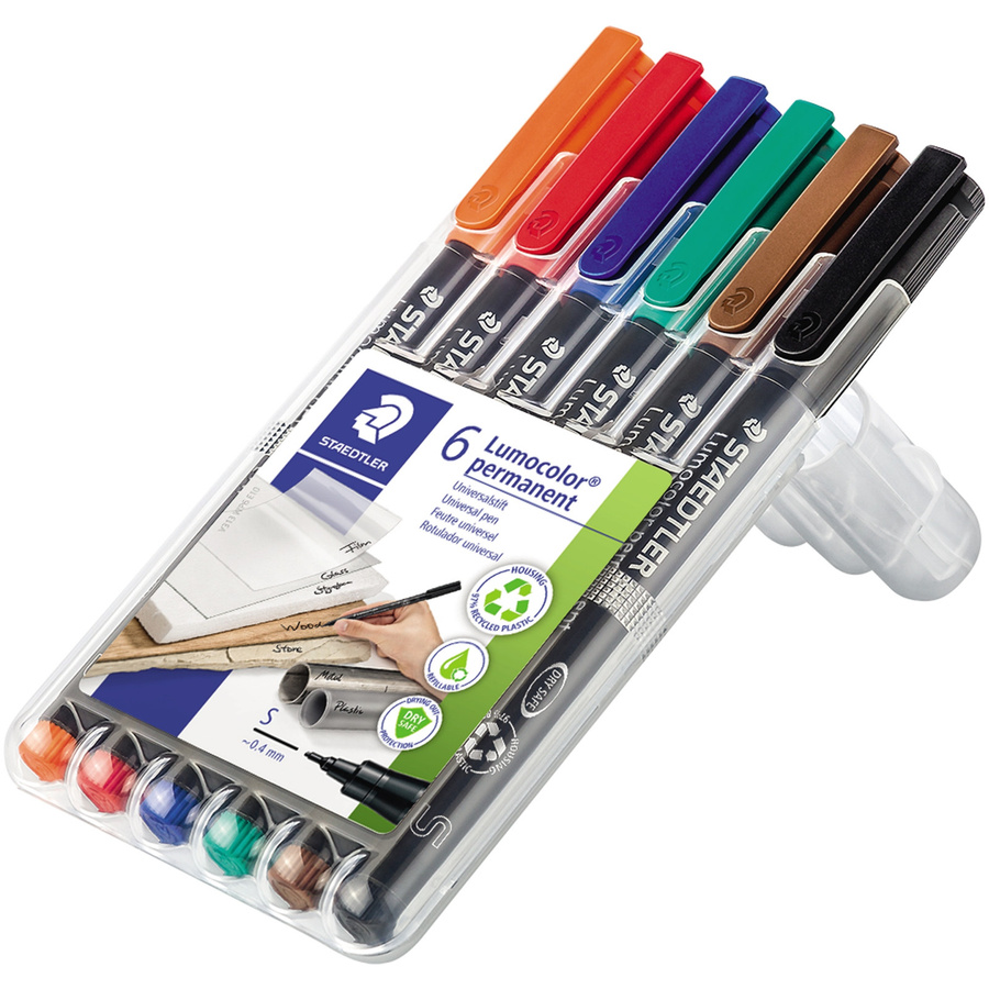 Staedtler Lumocolor Permanent 313 Folienstifte im 6er Pack, Mehrfarbig, wasserfest - Bild 2