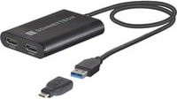 Sonnet USB DisplayLink Adapter mit USB-A Stecker auf Dual 4K HDMI in Schwarz - Bild 1
