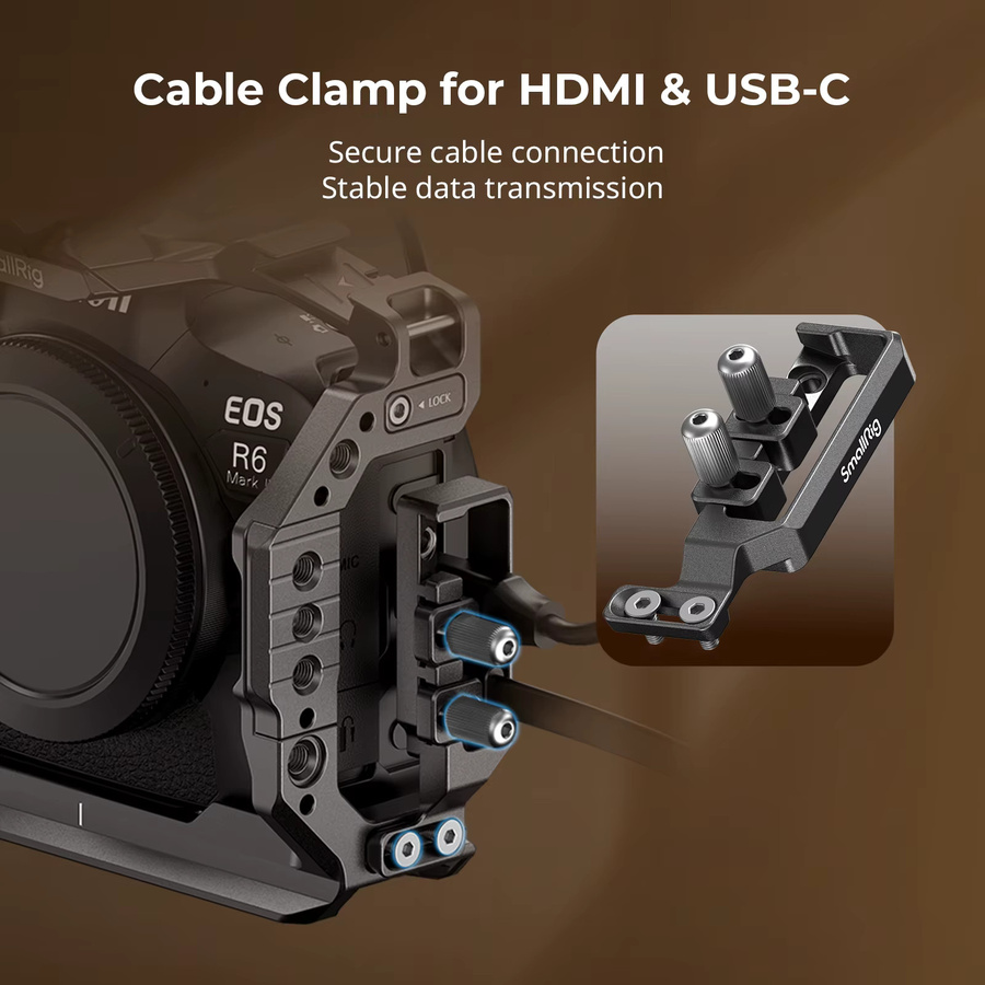 SmallRig 5197 Kamera-Cage-Kit für Canon EOS R6 Mark II in Schwarz mit Obergriff, Kabelklemme und Arca-Swiss Schnellwechselplatte - Bild 3