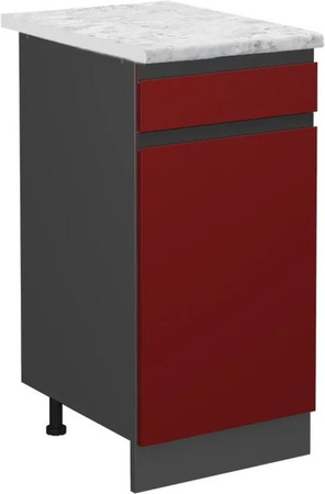 Vicco Küchenunterschrank R-Line Schubladenschrank in Rot/Anthrazit mit Marmor-Optik, B/T/H: 81,6 x 40,0 x 46,0 cm