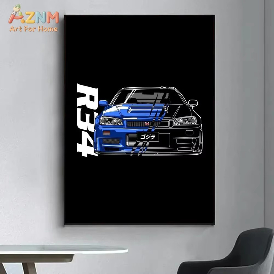 AZNM Leinwand-Wandkunst Nissan Skyline GT-R R34 Silvia S15 JDM Klassisches Japanisches Sportwagen-Poster in Mehrfarbig - Bild 5
