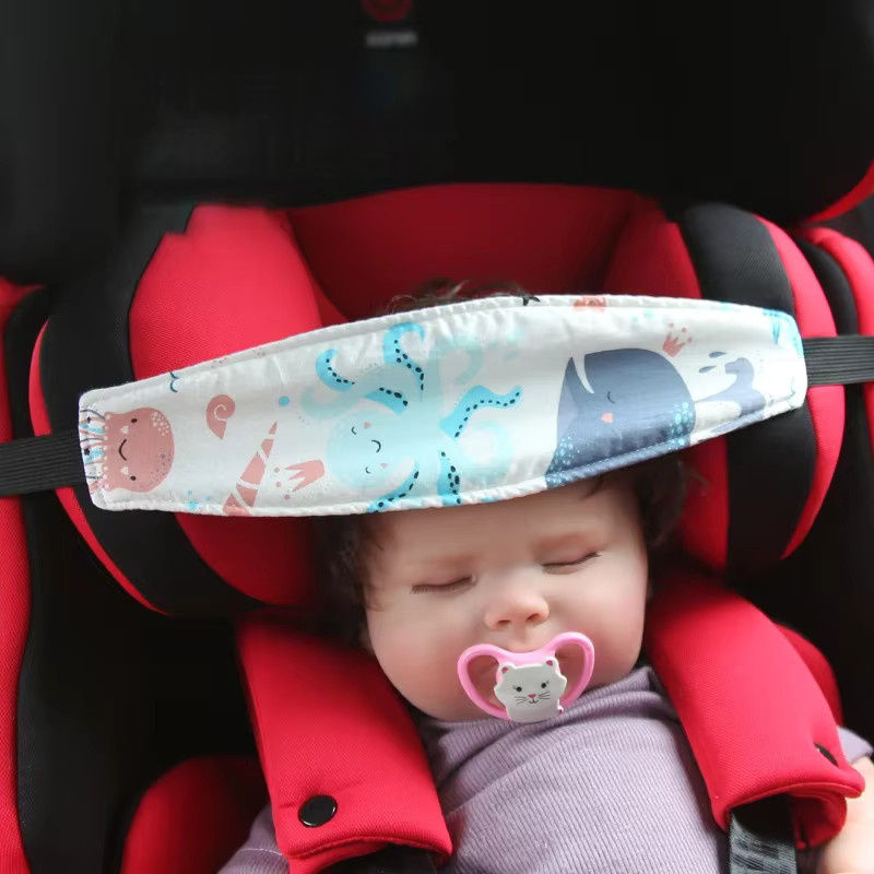 Baby Autositz Kopfstütze und Sicherheitskissen mit verstellbarem Befestigungsgurt für Jungen und Mädchen in Grau und Multicolour - Bild 3