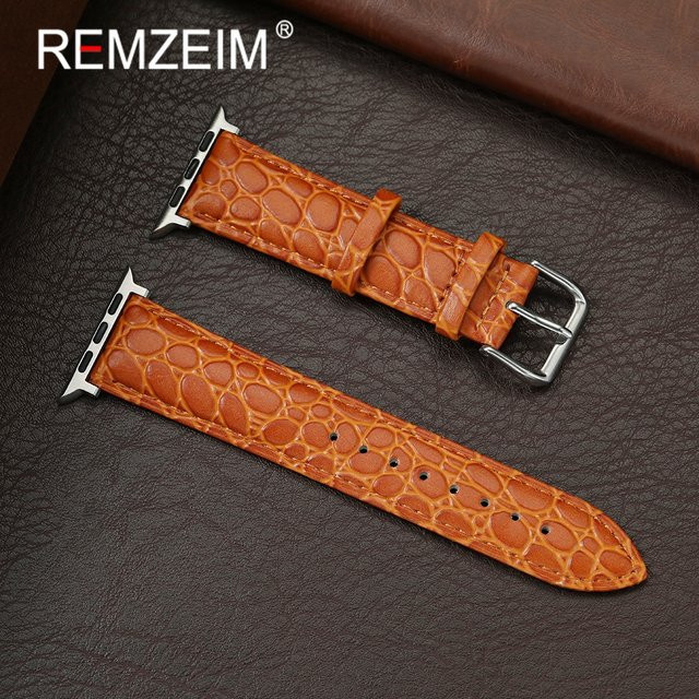 REMZEIM Uhrenarmband Krokodilleder-Design, PU-Leder, Apple Watch 38–49 mm - Bild 1