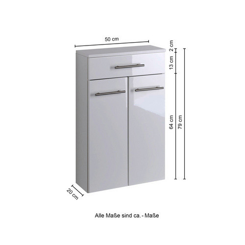 HELD MÖBEL Unterschrank Parma in Weiss, Glänzend, B/H/T: 50 x 79 x 20 cm - Bild 2