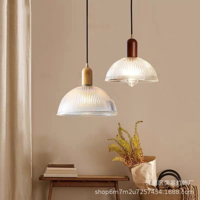 ONEYLTT Pendellampe im Vintage Nordic Design aus Glas und Holz für Restaurant und Bar - Bild 1