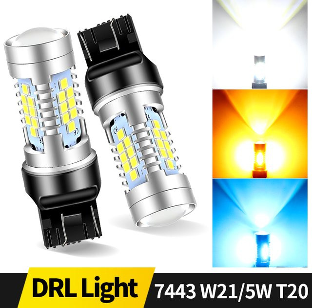 APMATAUTO 2er Set T20 7440 W21W W21/5W 7443 LED Autolampen mit 30-SMD für Bremslicht und Tagfahrlicht - Bild 1