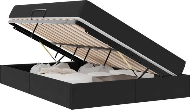 vidaXL Aufbewahrungsbett mit Matratze in Schwarz aus Samt und Metall, B/T: 140 x 190 cm - Bild 1