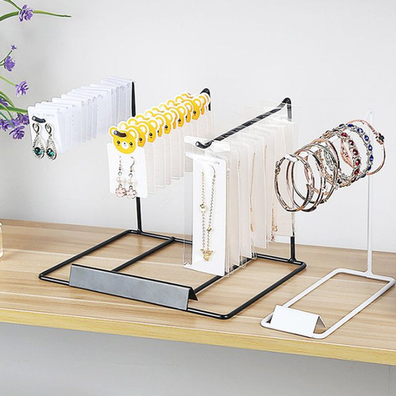Schmuckdisplay aus Metall in Schwarz als minimalistisches Schmuckständer-Rack für Ohrringe und Halsketten zur Desktop-Organisation - Bild 1