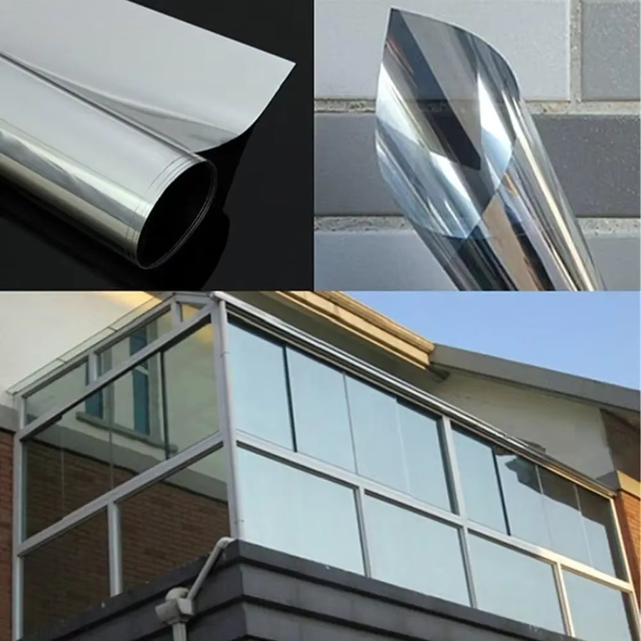 AFDB Einweg-Spiegel-Fensterfolie aus Vinyl, selbstklebende reflektierende Solarfolie für Privatsphäre und Wärmeregulierung, Silber oder Gold - Bild 4