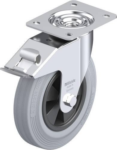Blickle Lenkrolle LE-VPP 200G-FI-SG mit Feststeller, Rad-Durchmesser: 20 cm, Tragfähigkeit: 205 kg, grau/schwarz - Bild 1