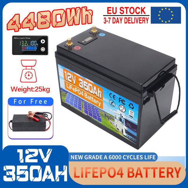 Likctt 12V 350Ah LiFePO4 Batteriepack mit integriertem BMS in Schwarz - Bild 1