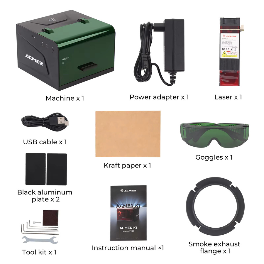 ACMER K1 Mini Tragbare Lasergravur- und Schneidemaschine 12W CNC-Maschine mit 150 x 150 mm Arbeitsbereich für Holz, Leder, Acryl und Lackiertes Papier - Bild 8
