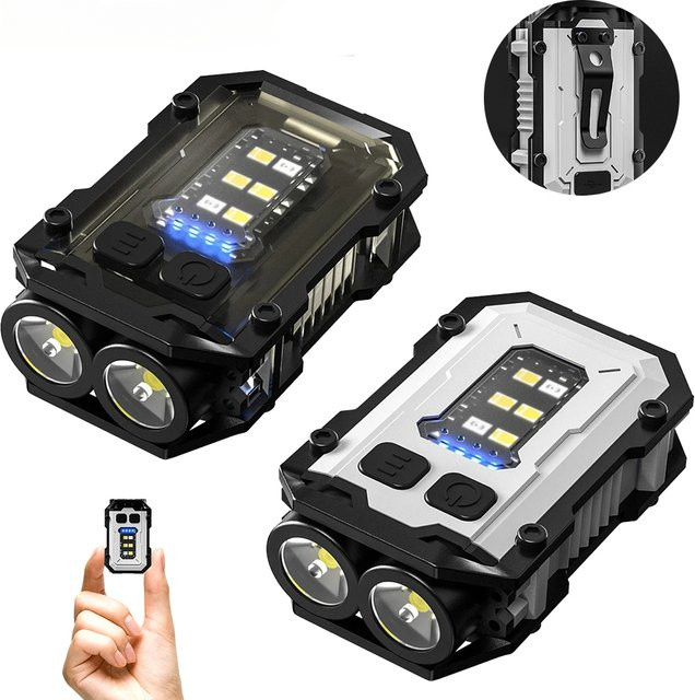 JIASHUAIXIN Mini LED-Taschenlampe als Schlüsselanhänger in Schwarz mit USB-C-Aufladung, Magnet und Stiftclip - Bild 1