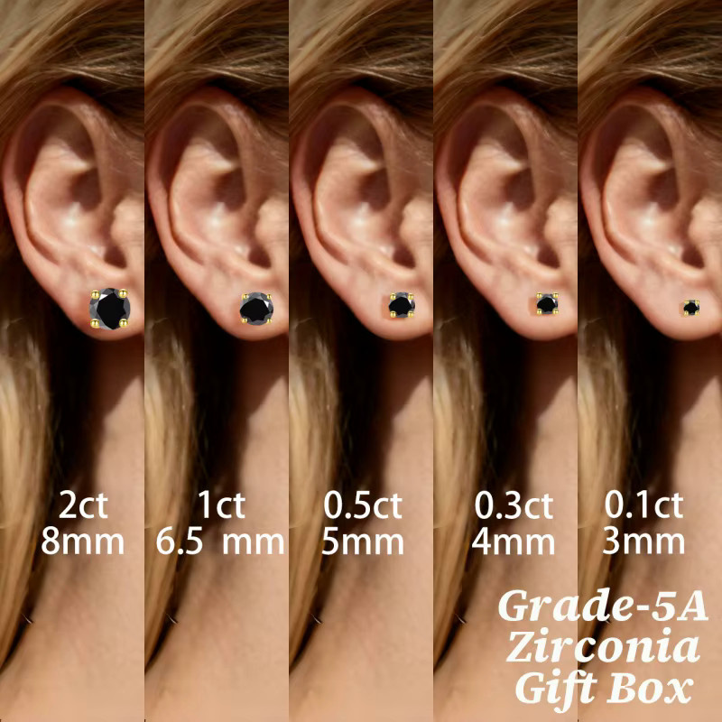 LAMVOICE Ohrstecker, schwarzer Zirkonia, Damen - Bild 4