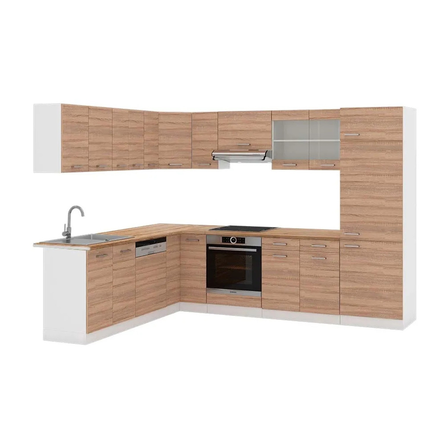 Vicco R-Line Eckküche Sonoma Eiche und Weiß, B/T/H: 227 x 287 x 207 cm - Bild 2