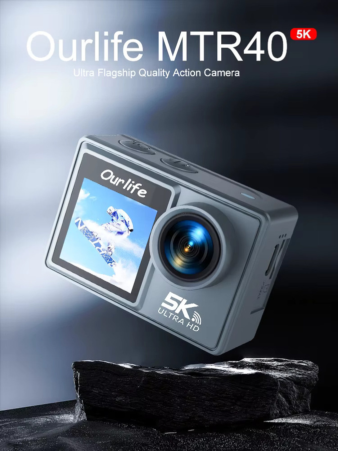 Ourlife MTR40 5K Actionkamera mit 2,0 Zoll IPS Touchscreen, 5X Zoom, WiFi und EIS, wasserdichte Sportkamera bis 30 m Tiefe - Bild 4