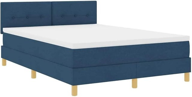 vidaXL LED Boxspringbett mit Matratze in Blau, Hybrid-Matratze mit USB-Ladeport und Unterbettbeleuchtung, B/T/H: 160 x 200 x 280 cm - Bild 1