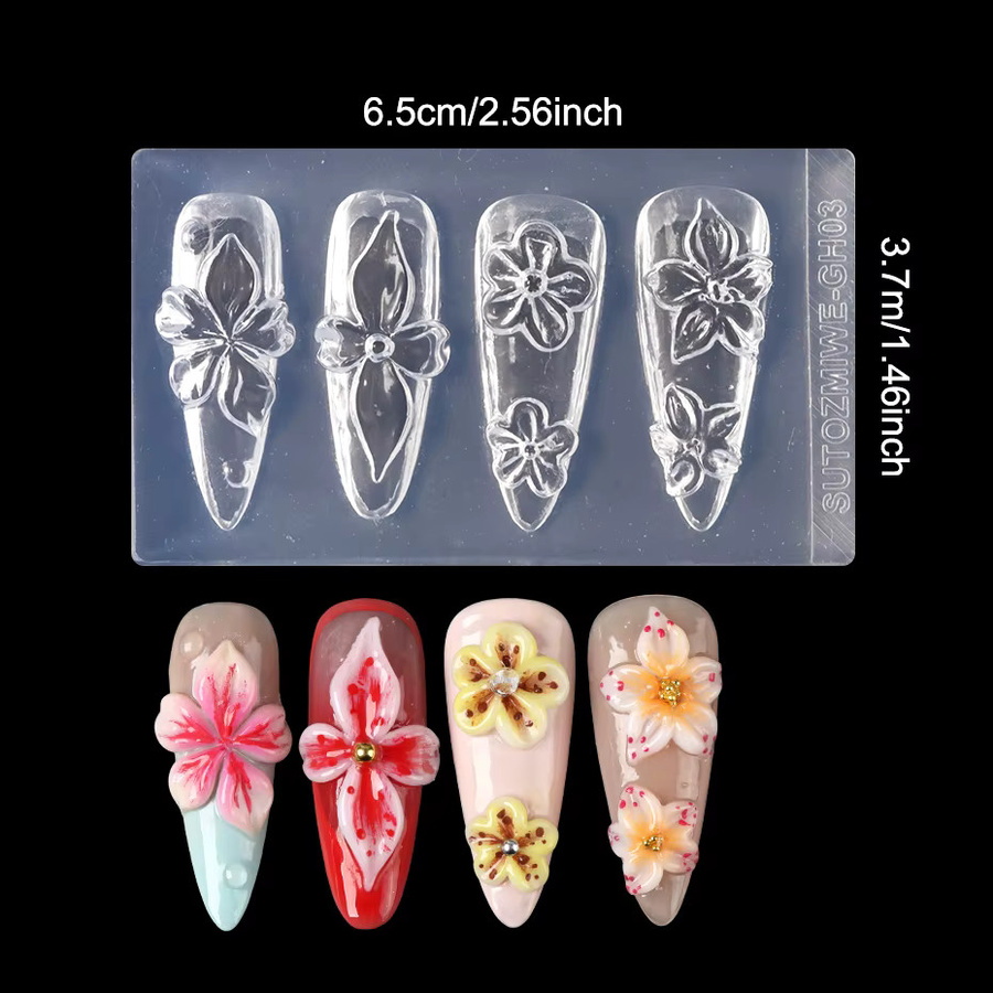 Full Beauty 3D Blumen-Nagel-Silikonform für Acryl-UV-Gel - Bild 5