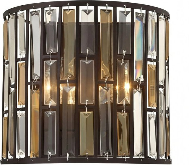 Licht-Erlebnisse Wandleuchte Kristall in Bronze Antik mit Bernstein Glas, 2-flammig, E14, Breite: 31,1 cm - Bild 1