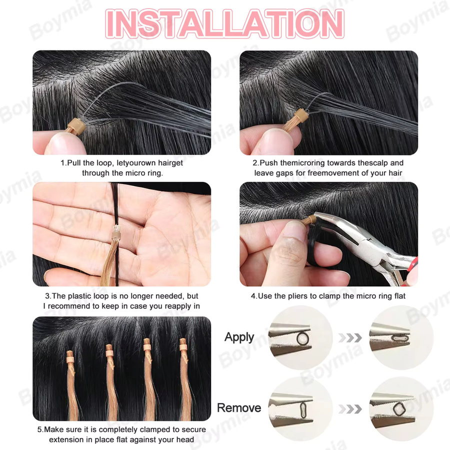 Boymia Echthaar Micro Link Extensions, 16 Zoll, 30g, 50 Strähnen - Bild 5