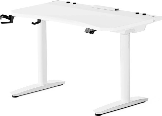 DIABLO CHAIRS Elektrisch verstellbarer Gaming-Schreibtisch in Weiß mit Metallgestell B: 120 cm, T: 70 cm - Bild 1