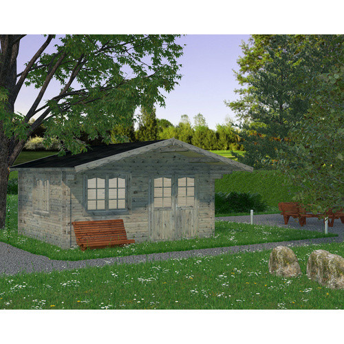 Blockbohlenhaus Helena von PALMAKO in Grau, rustikales Blockhaus aus Holz mit B/H/T: 514 x 285 x 360 cm - Bild 2