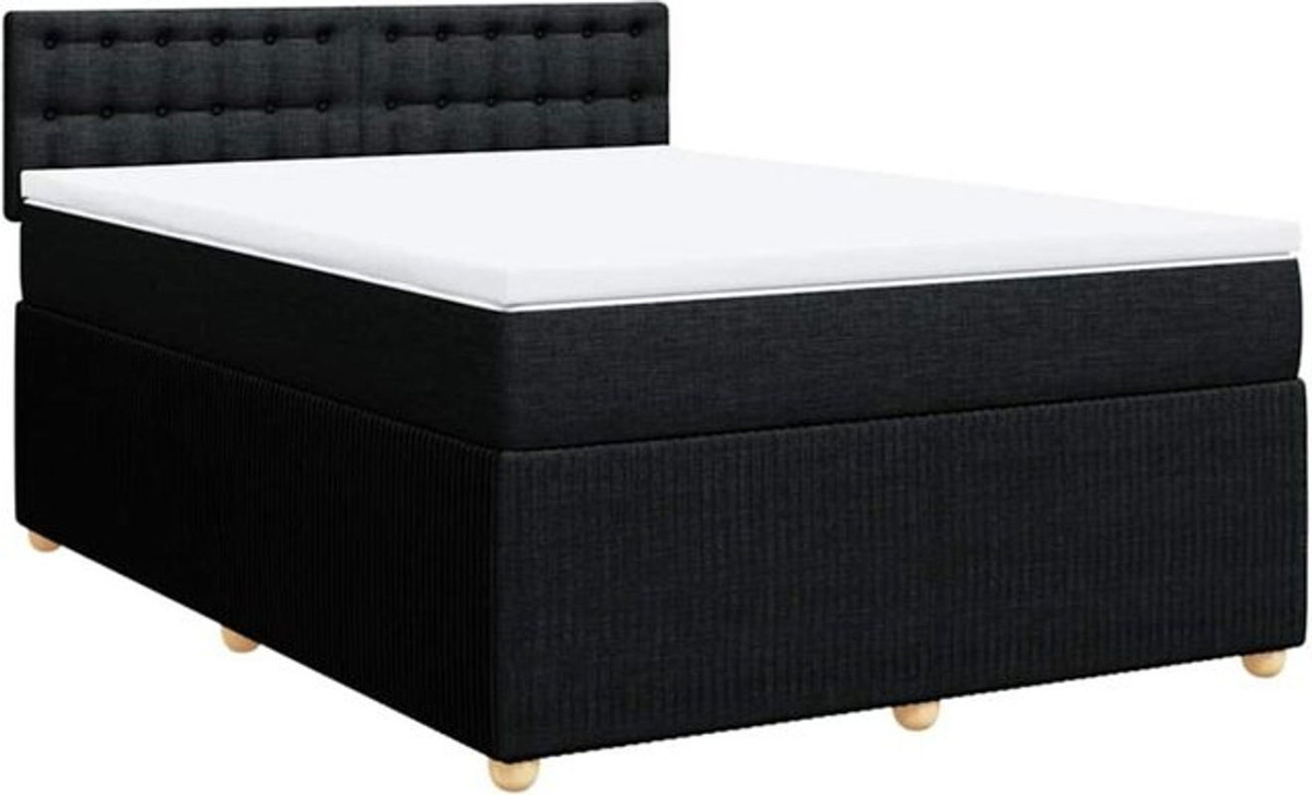 vidaxl Boxspringbett mit Matratze in Schwarz aus Stoff, B/T/H: 160 x 200 x 100,5 cm - Bild 1