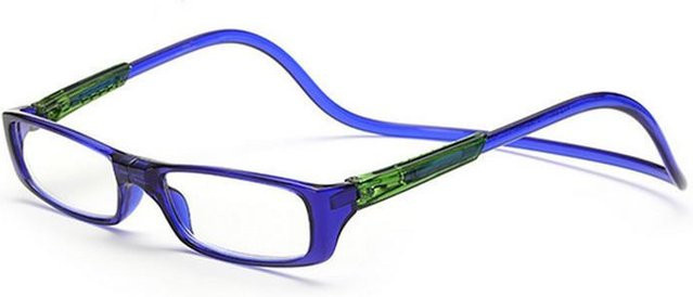 Lesebrille Magnet, Unisex, Vollrand, rechteckig, blau, Kunststoff, +2.0 - Bild 1