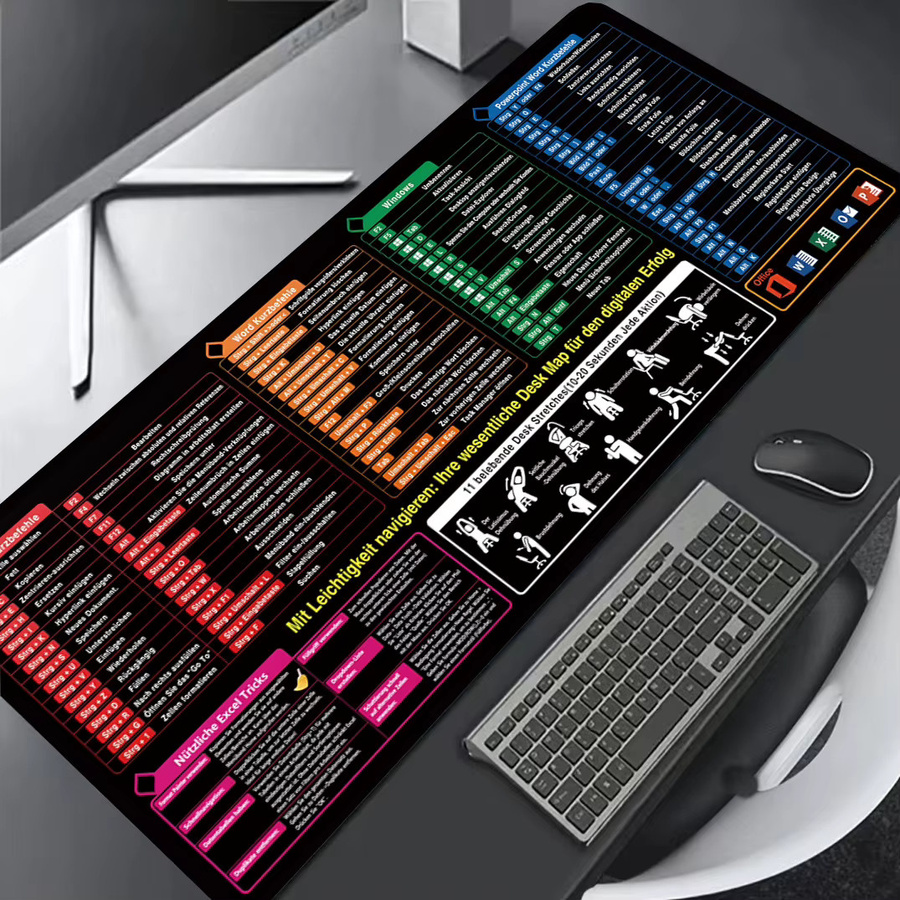 YSAGi Mauspad mit deutschen Excel Word Windows PPT Spickzetteln als Schreibtischunterlage für Büro und Studium - Bild 6