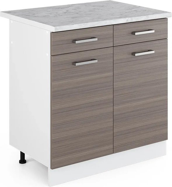 Vicco R-Line Küchenunterschrank mit Schubladen in Grau/Weiß, B/T/H: 80 x 60 x 81,6 cm - Bild 1