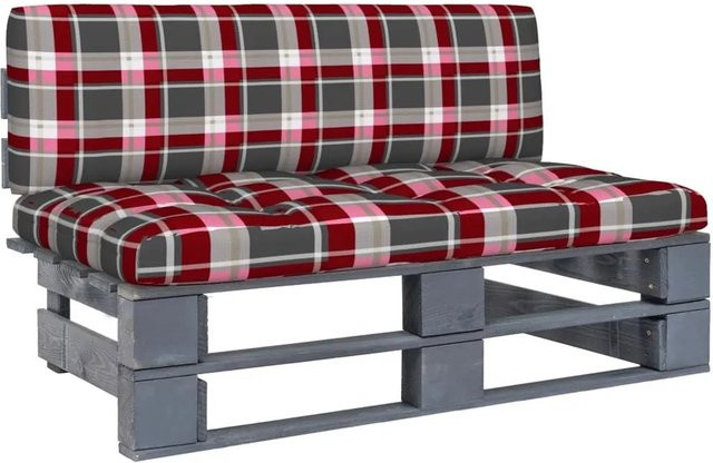 vidaXL Outdoor-Mittelsofa aus imprägniertem Kiefernholz mit Polsterkissen in Grau - Bild 1