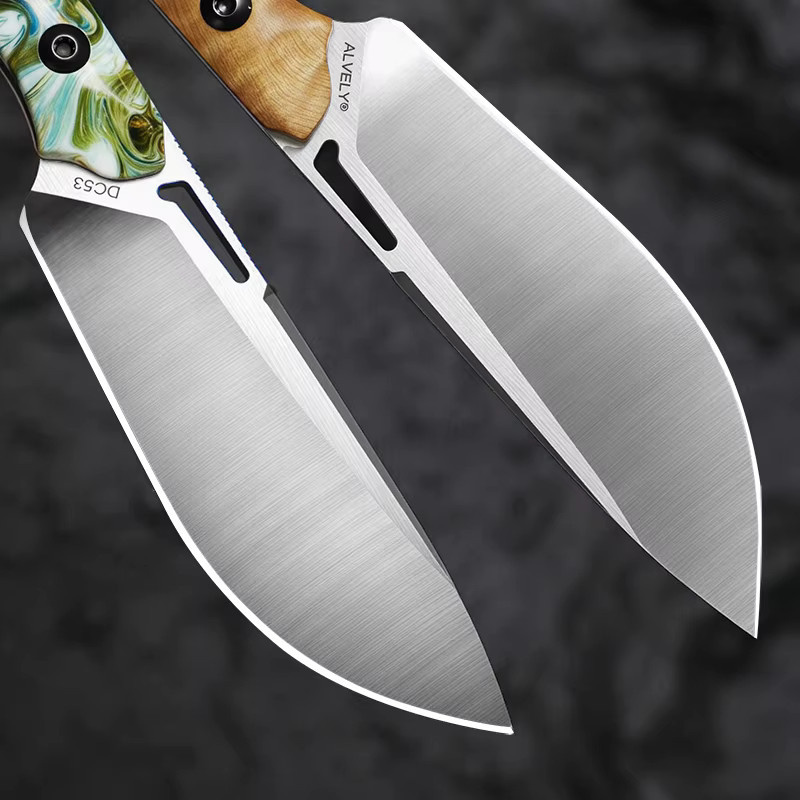 ALVELY DC53 Outdoor-Messer mit feststehender Klinge aus gehärtetem Stahl in Braun - Bild 3