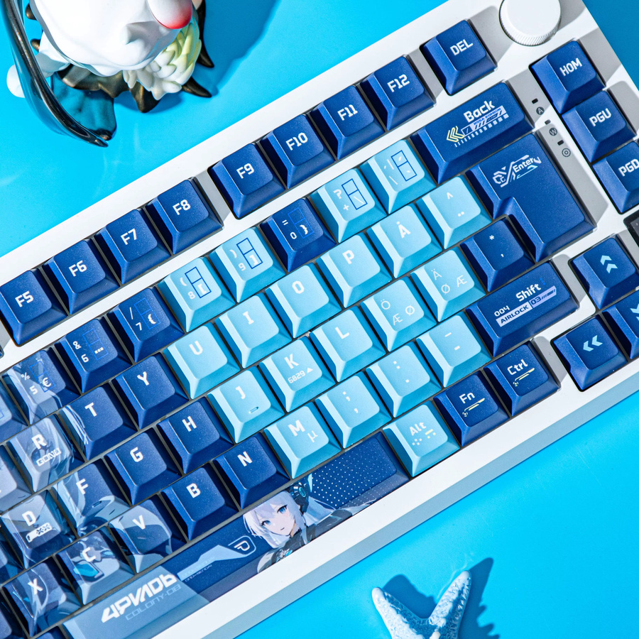 MATHEW PBT Tastenkappen im Kirschprofil für mechanische MX-Tastaturen mit Cartoon Anime Design in den Layouts AZERTY, Italienisch, Spanisch und Nordic sowie QWERTZ ISO-Layout - Bild 2