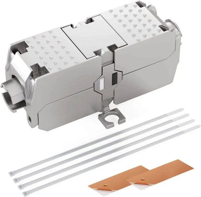 hb-digital CAT 6a Patchkabelkupplung LSA Netzwerkkabel Verbinder für Ethernet/LAN in Grau und Silber - Bild 1