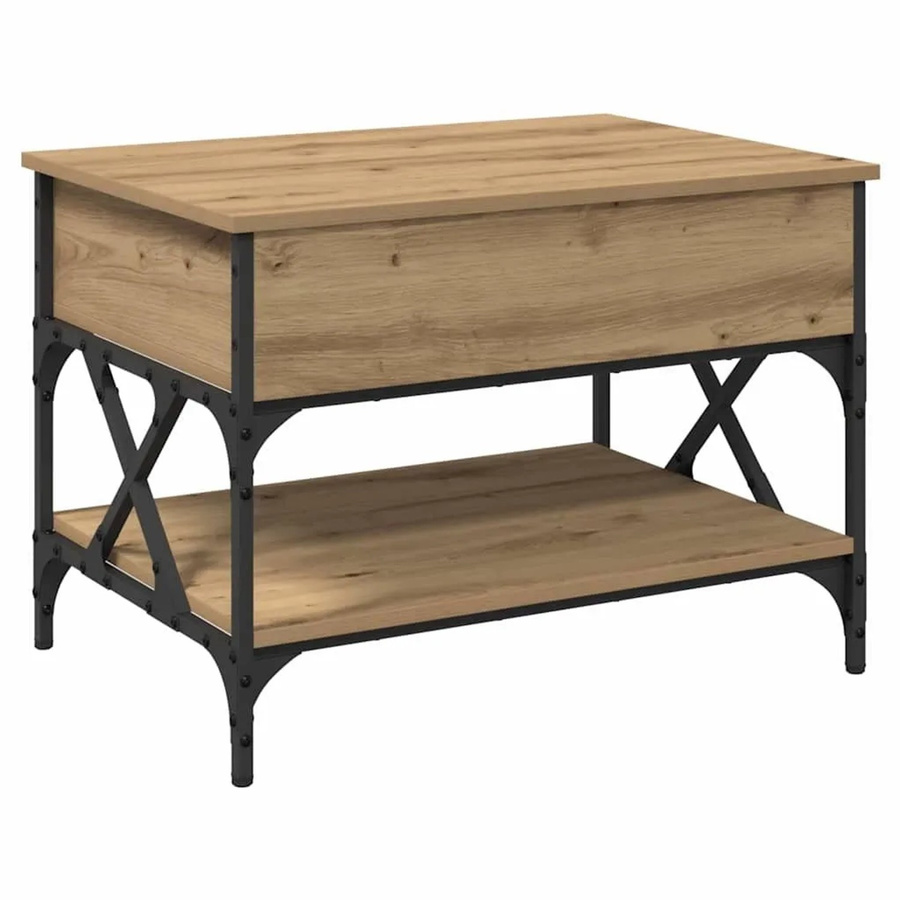 vidaXL Couchtisch Artisan-Eiche in Braun im Industriedesign aus Holzwerkstoff und Metall, B/T/H: 70 x 50 x 50 cm - Bild 2