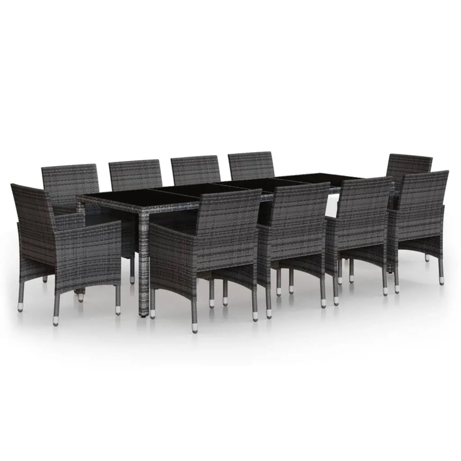 vidaXL 11-tlg Garten-Essgruppe aus Poly Rattan und Stahl in Grau Modell 8 - Bild 2