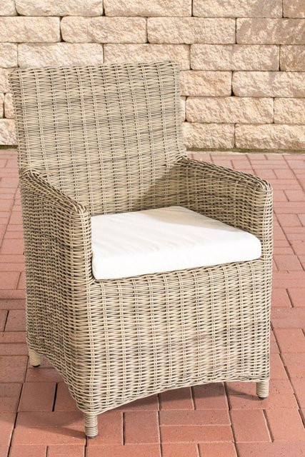 TPFGarden Stuhl Fonda Sankt Marlo aus Polyrattan in Cremeweiss mit UV-beständigen Polsterkissen - Bild 1