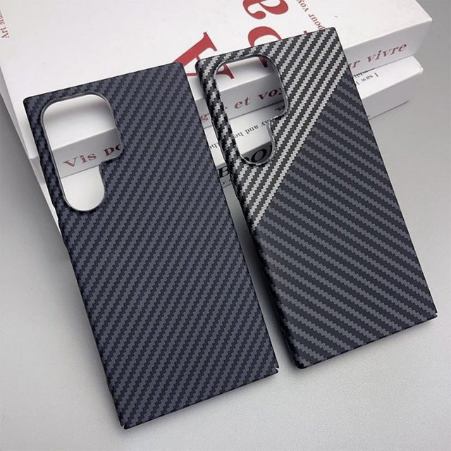 Slim Handyhülle im Carbonfaser-Design für Samsung Galaxy S26 S25 S24 S23 S22 Plus Note 20 Ultra, Schwarz - Bild 1