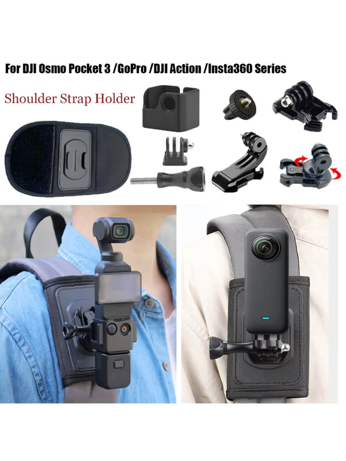 ERIKOLE Rotationstasche Rucksack Schultergurt Halterung für DJI Osmo Action 6 5 Pro 4, Insta360 X5 X4, GoPro 13 12 und DJI Osmo Pocket 3 in Schwarz - Bild 5