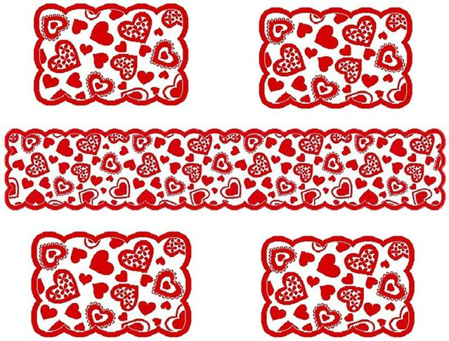 Basic Living Tischläufer mit Spitzenherz in Rot für Valentinstag, Hochzeit und Party - Bild 1