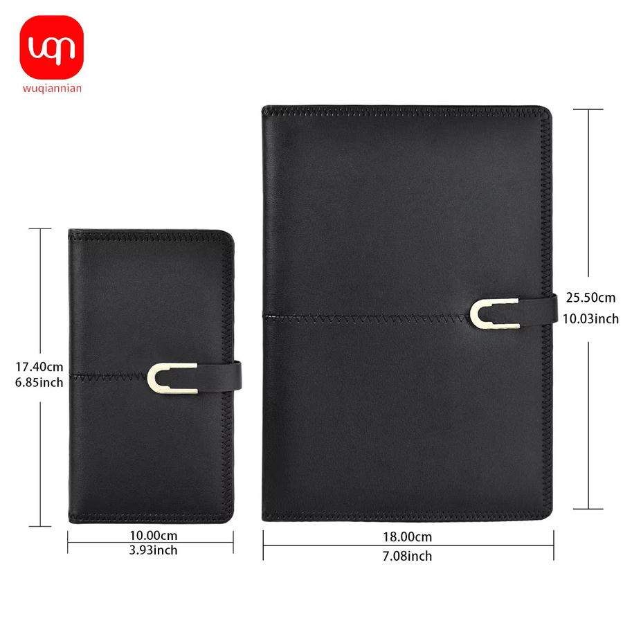 WQN-1PC Notizbuch Hardcover in Schwarz, liniertes Tagebuch aus Kunstleder für Business und Schule, Format A6 - Bild 2