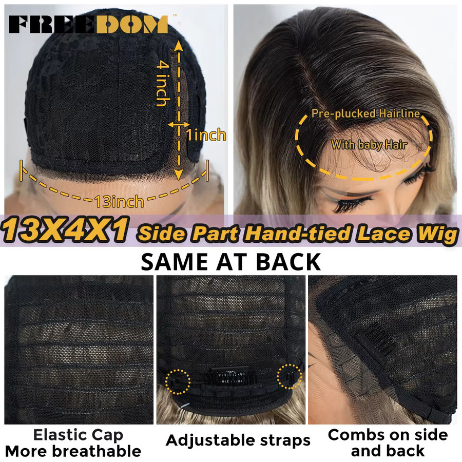 FREEDOM Lace-Front-Perücke, 36 Zoll, synthetisch, Ombre Braun Blond, Damen - Bild 4